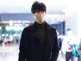 组图：王晰深色大衣内搭高领衫显成熟稳重 机场大步行走潇洒自如