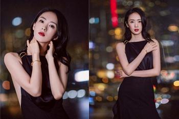 童瑶一袭黑裙身姿曼妙