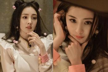 杨幂扎丸子头粉嫩少女