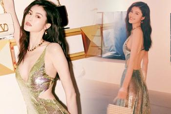 何穗深v亮片裙身材曼妙