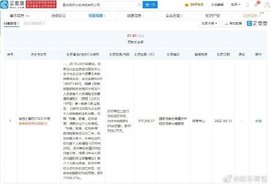 袁冰妍公司偷漏税被罚97万 目前已退出全部职位