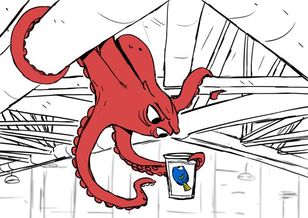 汉克和多莉在深海奥秘区的上方