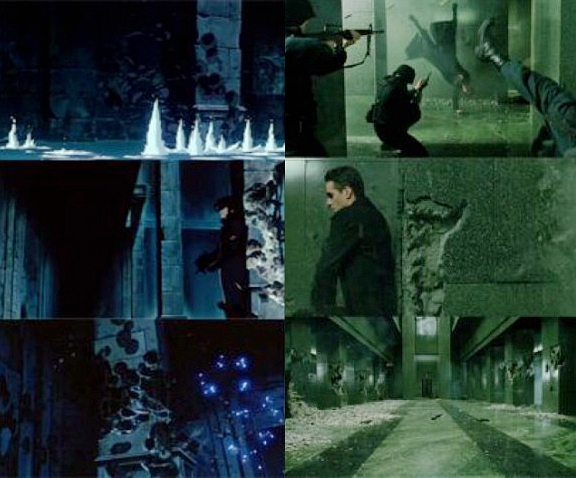 有网友制作的《黑客帝国》致敬《攻壳》场景，当然这只是一小部分