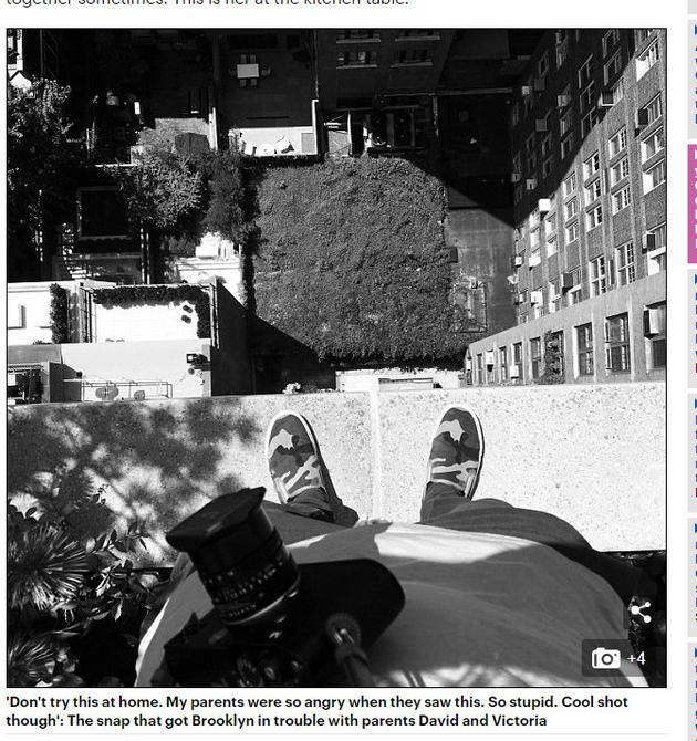 布鲁克林发行摄影集，其中一张他站在16楼高的顶楼俯拍