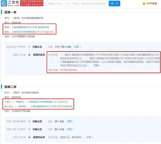 张翰方追债时悦文化三千万 被告未依约支付款项