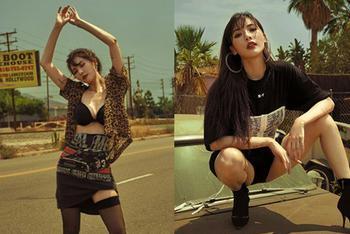 韩女星黑丝豹纹性感