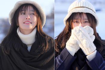 秦岚雪地捧脸冻龄美