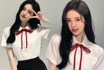 鞠婧祎变清纯学生妹