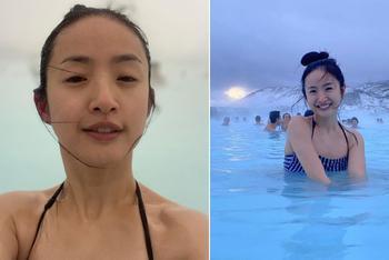 辣妈林依晨素颜泡温泉