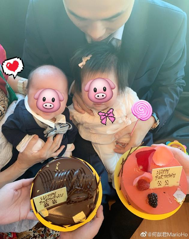 何猷君与儿子、外甥女