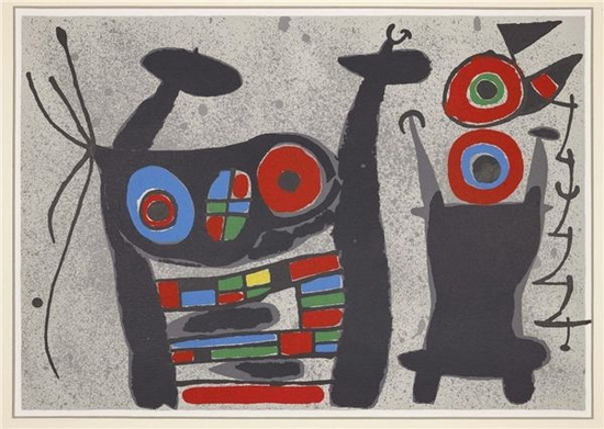 　　有金色羽毛的蜥蜴 Joan Miró， The Lizard with Golden Feathers， 1971， lithograph printed in color， 35.5x50cm， © Successió Miró/ADAGP， Paris-SACK， Seoul， 2022