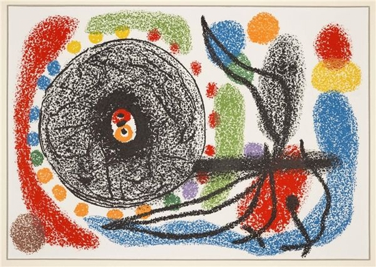 　　有金色羽毛的蜥蜴 Joan Miró， The Lizard with Golden Feathers， 1971， lithograph printed in color， 35.5x50cm， © Successió Miró/ADAGP， Paris-SACK， Seoul， 2022