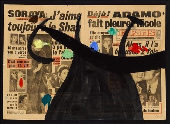　　索拉亚 Joan Miró， Soraya， 1970， Gouache and Chinese ink on newspaper， 60.3 x 84.5cm， © Successió Miró/ADAGP， Paris-SACK， Seoul， 2022