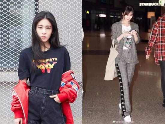 李溪芮则是选择了Kappa的一件串标运动衫，短裙则更填几分俏皮。