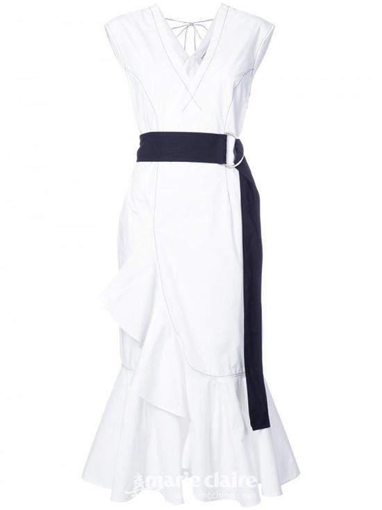 DEREK LAM 10 CROSBY 黑色束腰中长连衣裙¥4,088