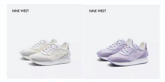NineWest玖熙2023年秋季新款系带拼色99印花厚底阿甘鞋
