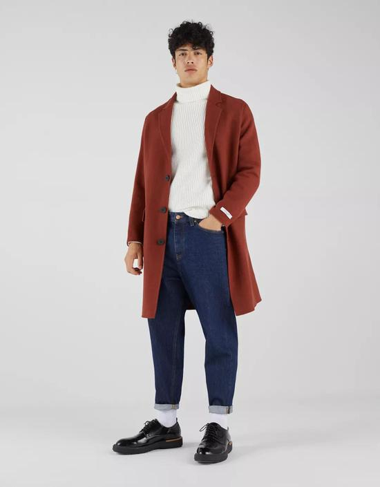 Bershka潮流呢绒直筒中长款大衣 ¥ 799.00