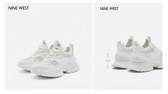 NineWest玖熙2023冬新款厚底水钻系带休闲老爹鞋