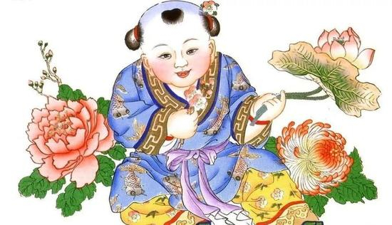 民间年画中的色彩纯度就低很多，颜色看着也没那么正