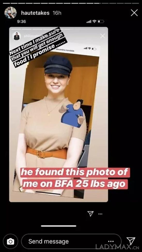 Philipp Plein在Instagram快拍中指责Alexandra Mondalek不是可信赖且公正客观的记者，并对其的身材进行公开讽刺&nbsp;