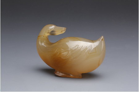 明 玛瑙鹅摆件