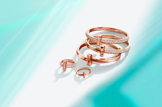Tiffany &amp; Co. 蒂芙尼T1系列 18K玫瑰金手镯及戒指