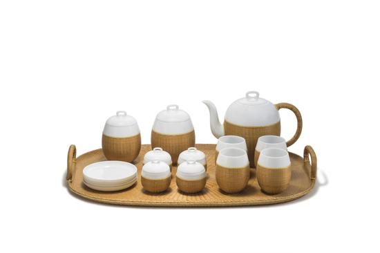 匠心联结：「上下」“桥”系列竹编瓷器茶具套装