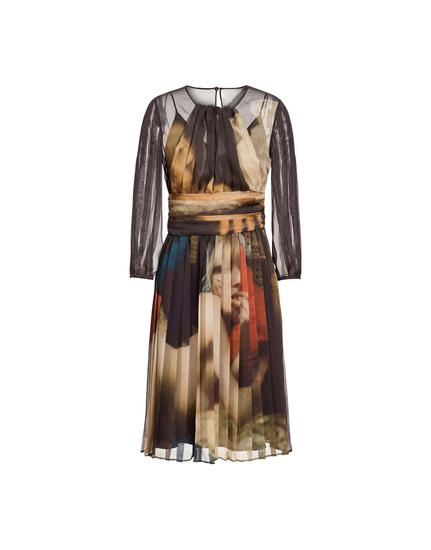 MOSCHINO 2018早秋系列秀款CARLO MOLLINO印花七分袖腰带装饰连衣裙 RMB 19，090