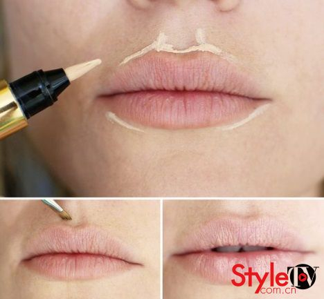 用遮瑕膏修补暗沉的唇色