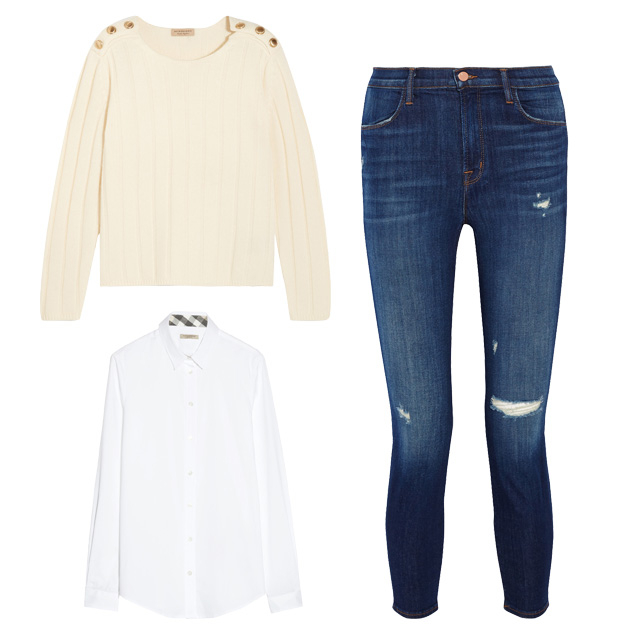 米白毛衣造型搭配