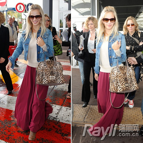 ▲超模路易·萨那（Louisa Lopilato）搭配短款牛仔夹克，呈现“从头往下全是腿“的完美身材比例