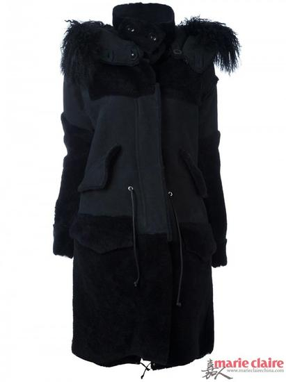 SACAI 皮毛边饰派克外套