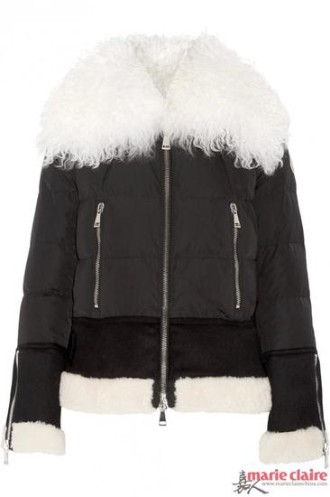 MONCLER Kikilia羊毛皮边饰绗缝轻薄面料羽绒夹克