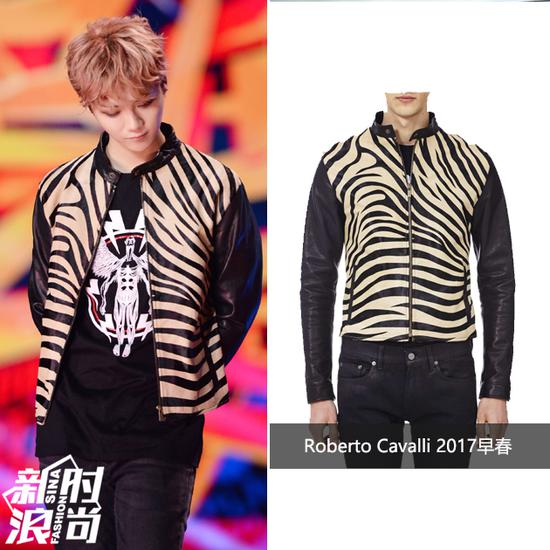 鹿晗穿动物纹皮衣