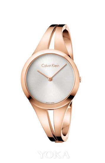 calvin klein addict 沉醉系列女士腕表 玫瑰金色，售价2500元。