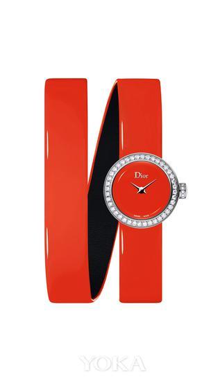 la mini d de dior wraparound系列高级腕表 荧光橘色