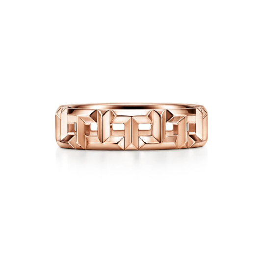 Tiffany & Co。 蒂芙尼T系列T True 18K玫瑰金戒指