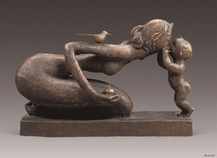 雕塑:《母与子 》,96x50x60cm, 2000年