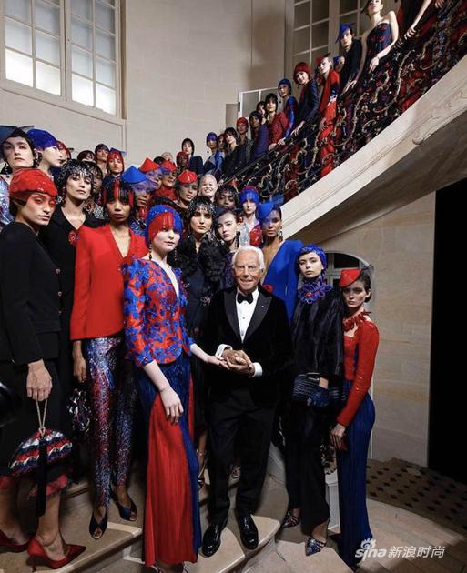 Mr Armani and his models