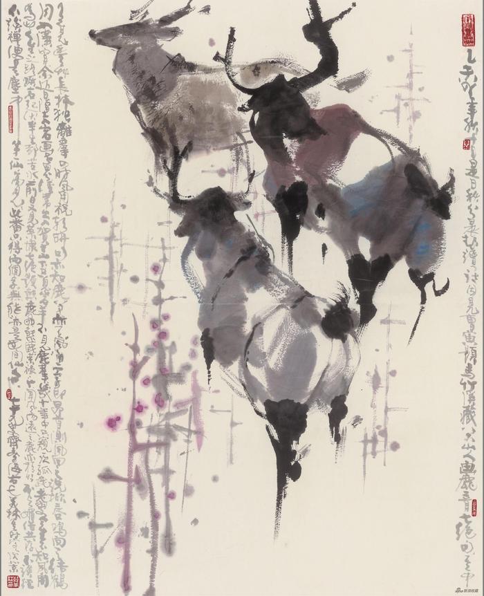 绘画:《春鹿图》, 190x152cm, 2015年