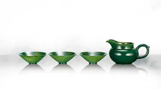 碧玉薄胎茶器 蒋喜