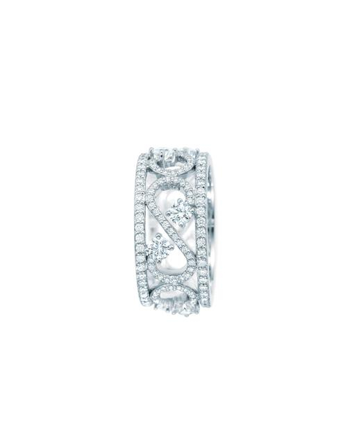 Tiffany & Co。 蒂芙尼Enchant系列铂金镶钻涡纹图案戒指