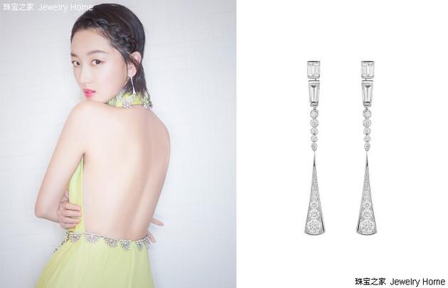 　　周冬雨佩戴Boucheron宝诗龙珠宝出席金马奖颁奖典礼，Boucheron宝诗龙Soleil Radiant灿烂千阳系列耳坠