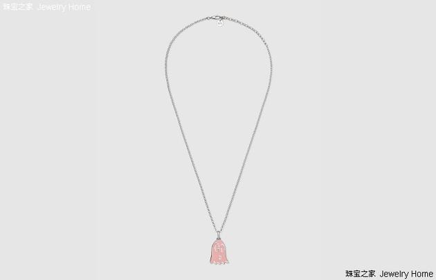 Gucci 古驰Ghost纯银项链，纯银，粉色珐琅，售价：RMB 2，100
