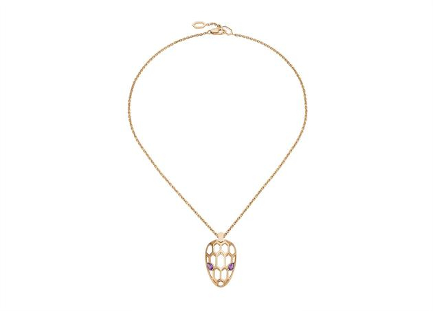 宝格丽Serpenti Eyes On Me系列玫瑰金镶紫水晶项链，价格23，900元