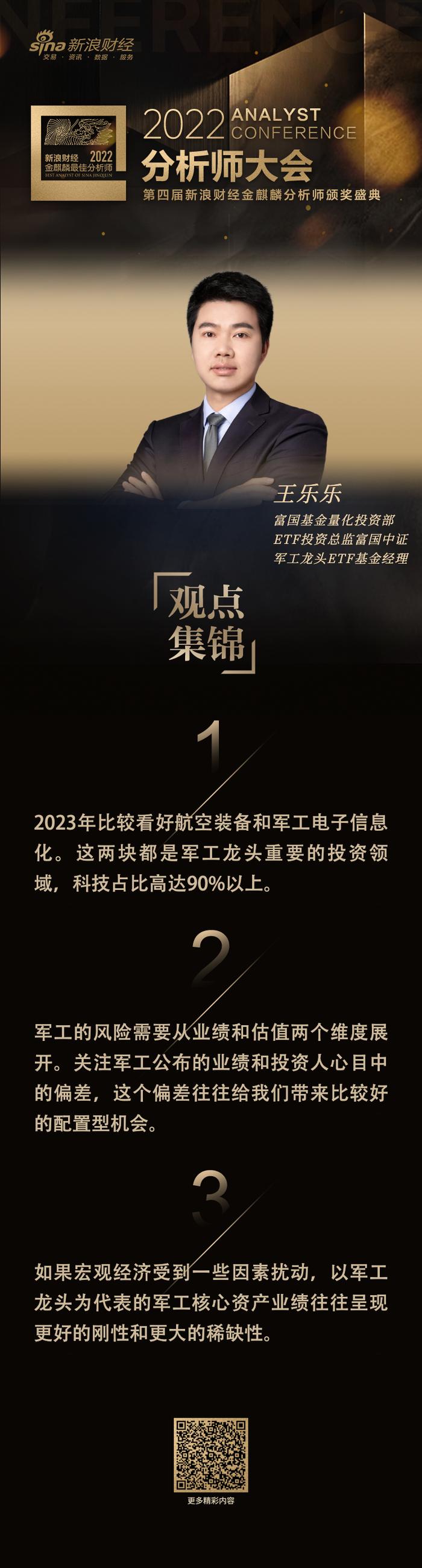 全文丨富国基金王乐乐：军工龙头主要投资两大方向，关注核心资产业绩稀缺性