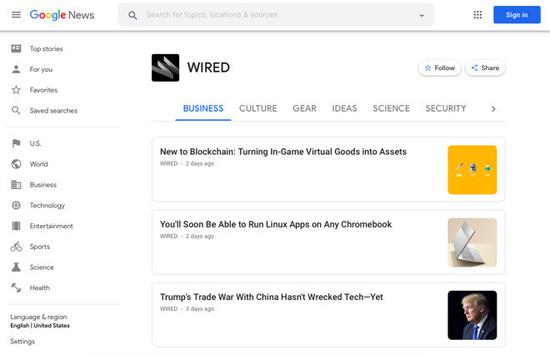 Google News提供了一个干净的体验，不过内容较少，主要是为了搜索信息同时把你当作产品卖给广告商