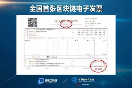 △在深圳开出的全国首张区块链电子发票