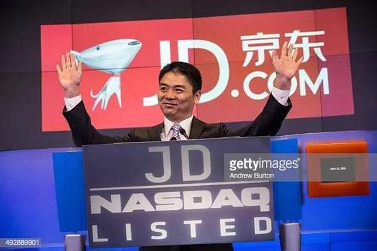 △图：刘强东敲钟