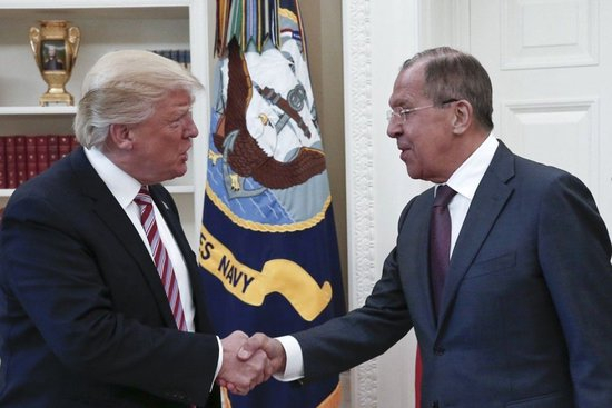 当地时间2017年5月10日，时任美国总统特朗普在白宫与拉夫罗夫会晤。 俄罗斯外交部